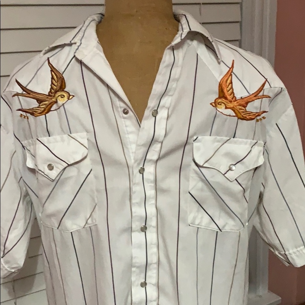 Vintage Western Shirt-Bird Embroidery